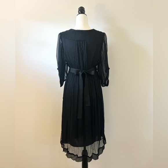 Vero Moda SILK Black Chiffon Dress, Empire, Full Skirt, Evening - size Large - Picture 5 of 8